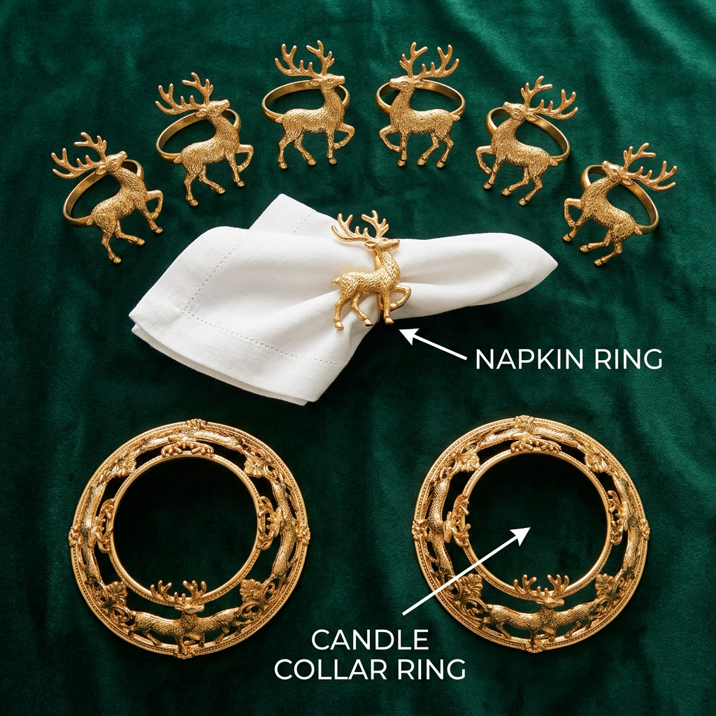 Detail Image 2 - Flat lay of all components on emerald green velvet with labels