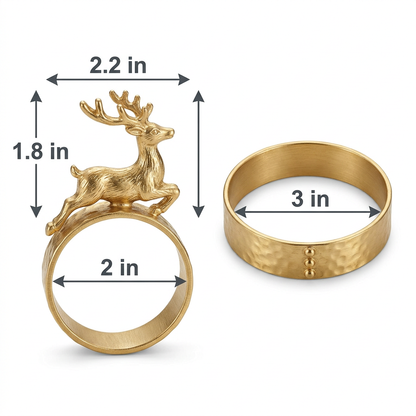 Size Chart - Napkin ring and candle collar ring dimension infographic with all measurements