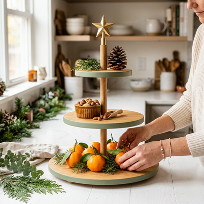 Detail Image 3 - Lifestyle hands arranging fresh clementines on bottom tier in bright kitchen