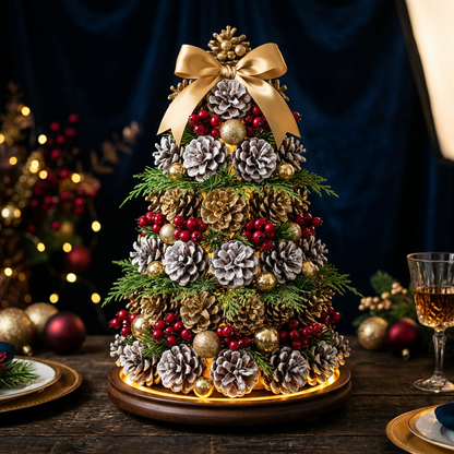 Main Image 1 - Frosted Pine Cone Tower dark background hero shot with LED glow